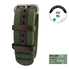 Load image into Gallery viewer, Bertucci #283 - Forest HYBRID WEBBING + LEATHER, 7/8" - 22 mm size for A-2, A-3, A-6, B-1, D-3 Cases
