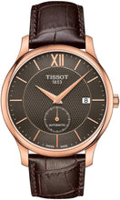 Load image into Gallery viewer, Tissot Mens Tradition Automatic Small Second 316L Stainless Steel case with Rose Gold PVD Coating Automatic Watch, Brown, Leather