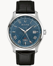 Load image into Gallery viewer, Bulova 96B385 Wilton GMT Silver with Black Leather Band