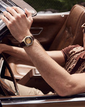 Load image into Gallery viewer, Bulova Gold-Tone Dial Leather Strap Jet Star 97B214