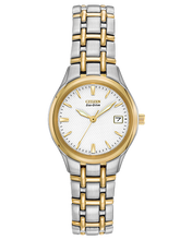 Load image into Gallery viewer, Citizen Women's Eco-Drive Dress Classic Watch in Two-tone Stainless Steel, White Dial (EW1264-50A)