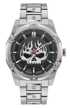 Load image into Gallery viewer, Harley-Davidson Mens Flaming Willie G Skull Stainless Steel Watch, Silver 76A164