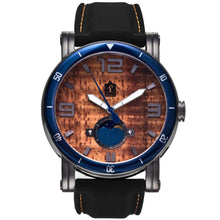 Load image into Gallery viewer, "The Waterman" Hawaiian Koa Wood Watch (47mm, Gunmetal & Silicone)