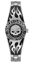 Load image into Gallery viewer, Harley-Davidson Womens Flames Willie G Skull Stainless Steel Bangle Watch 76L190