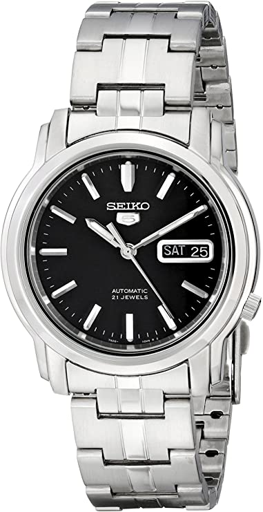 Seiko Men's SNKK71 Seiko 5 Automatic Stainless Steel Watch with Black Dial