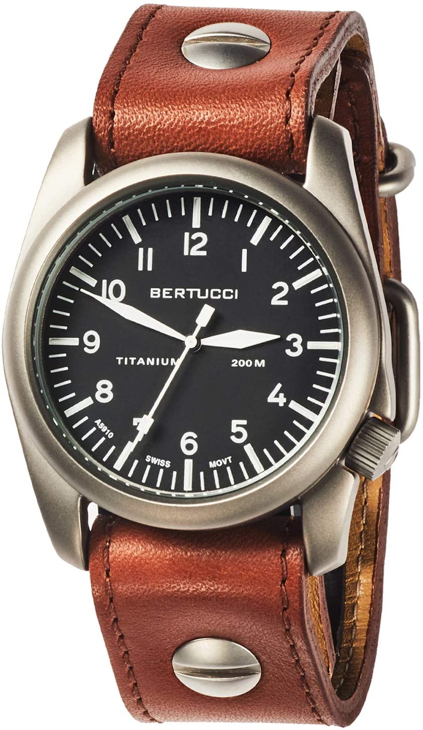 BERTUCCI A-4T Aero Vintage Watch Black/Ti-Tan w/Screws Band 13401