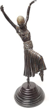 Load image into Gallery viewer, Maitland-Smith 22" Highlighted Verdigris Patina Brass Female Dancer on Black Marble Base 1060-085
