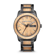 Load image into Gallery viewer, Original Grain Koa Stonewashed Wood Watch - Barrel Collection Analog Wrist Watch - Japanese Quartz Movement - Wood and Stainless Steel - Water Resistant - Hawaiian Koa Wood Watches for Men - 42MM