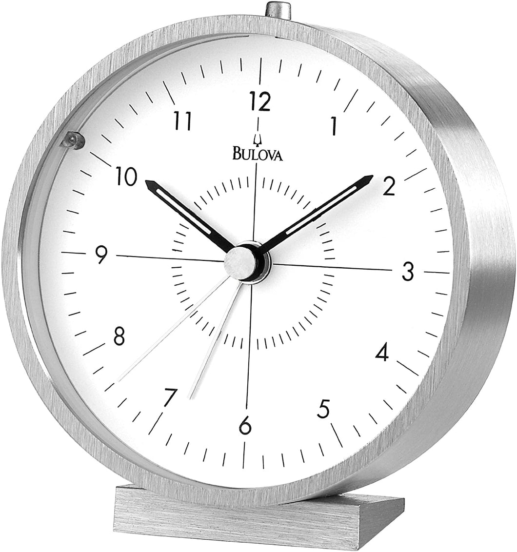 Bulova B6844 Flair Alarm Clock, Silver