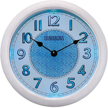Load image into Gallery viewer, Bulova C4842 Versatile Stereo Bluetooth Wireless Speakers Indoor-Outdoor Lighted Dial Wall Clock, White