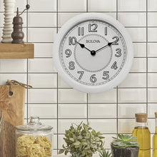 Load image into Gallery viewer, Bulova C4842 Versatile Stereo Bluetooth Wireless Speakers Indoor-Outdoor Lighted Dial Wall Clock, White