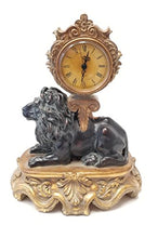 Load image into Gallery viewer, Resting Lion on Pedestal Desk Clock