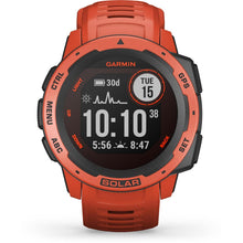 Load image into Gallery viewer, Garmin Instinct Solar, Solar-Powered Rugged Outdoor Smartwatch, Built-in Sports Apps and Health Monitoring, Flame Red