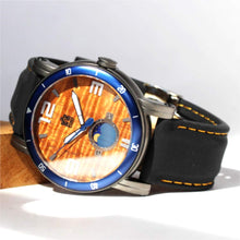Load image into Gallery viewer, "The Waterman" Hawaiian Koa Wood Watch (47mm, Gunmetal & Silicone)