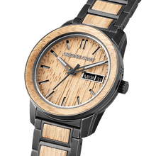 Load image into Gallery viewer, Original Grain Koa Stonewashed Wood Watch - Barrel Collection Analog Wrist Watch - Japanese Quartz Movement - Wood and Stainless Steel - Water Resistant - Hawaiian Koa Wood Watches for Men - 42MM