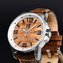 Load image into Gallery viewer, &quot;The Boardroom&quot; Hawaiian Koa Wood Watch (42mm, Chrome &amp; Leather)
