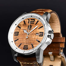 Load image into Gallery viewer, "The Boardroom" Hawaiian Koa Wood Watch (42mm, Chrome & Leather)