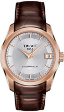 Load image into Gallery viewer, Tissot Women's Couturier 316L Stainless Steel case with Rose Gold PVD Coating Swiss Automatic Watch with Leather Strap, Brown, 18 (Model: T0352073603100)