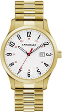 Load image into Gallery viewer, Caravelle Traditional Quartz Mens Watch, Stainless Steel Gold-Tone Expansion, Gold-Tone (Model: 44B117)
