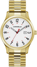 Load image into Gallery viewer, Caravelle Traditional Quartz Mens Watch, Stainless Steel Gold-Tone Expansion, Gold-Tone (Model: 44B117)