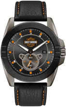 Load image into Gallery viewer, Harley-Davidson Men's Gray-Tone Stainless Steel & Leather Watch 78B182