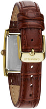 Load image into Gallery viewer, Caravelle Dress Quartz Ladies Watch, Stainless Steel with Brown Leather Strap, Gold-Tone (Model: 44L234)