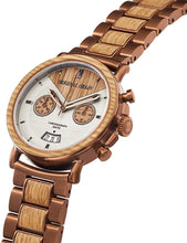 Load image into Gallery viewer, Original Grain Wood Wrist Watch | Alterra Collection 44MM Chronograph Watch | Wood and Stainless Steel Watch Band | Japanese Quartz Movement | Whiskey Barrel Wood