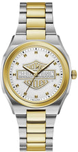 Load image into Gallery viewer, Harley-Davidson Women's Bar & Shield Silver & Gold Stainless Steel Watch 78L129