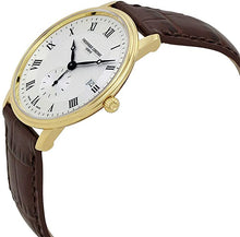 Load image into Gallery viewer, Frederique Constant Slimline Silver Dial Gold Tone Steel Brown Leather Strap Quartz Men's Watch FC-245M5S5