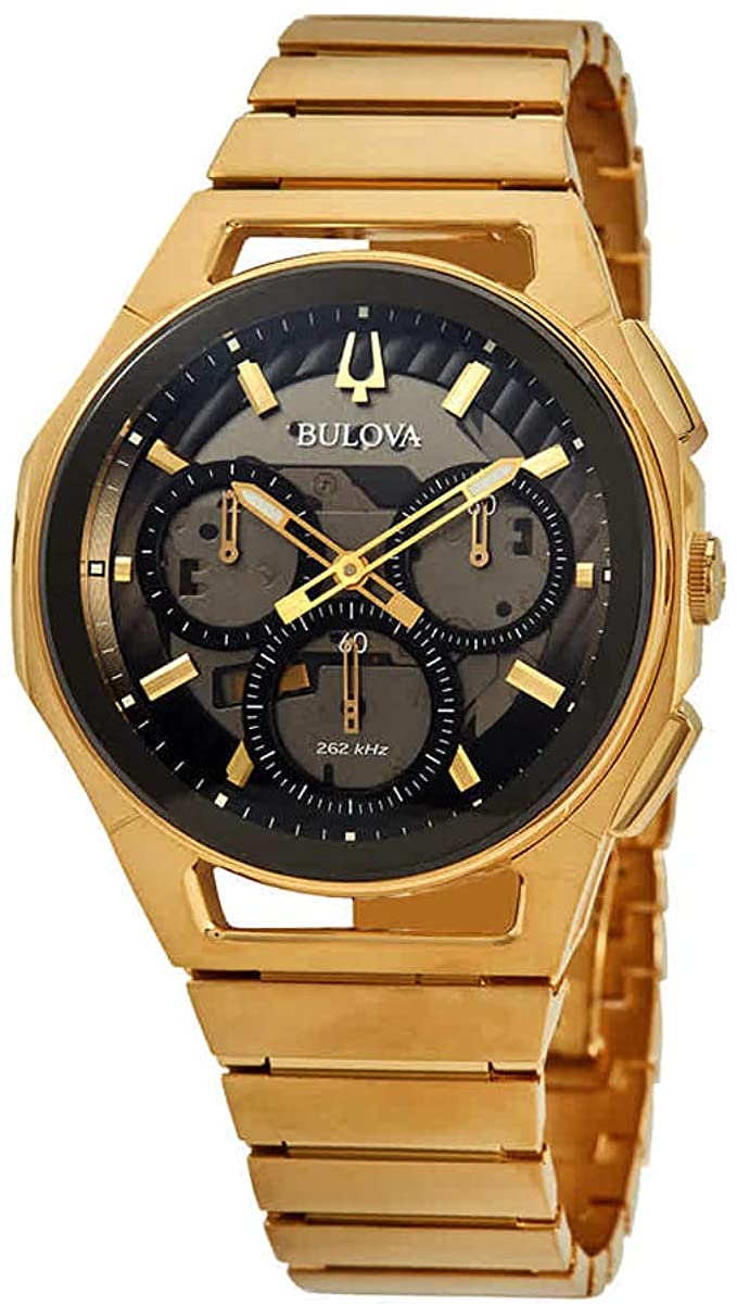 Men's Bulova Curv Chronograph Yellow Gold-Tone Stainless Steel Watch 97A144
