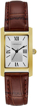 Load image into Gallery viewer, Caravelle Dress Quartz Ladies Watch, Stainless Steel with Brown Leather Strap, Gold-Tone (Model: 44L234)