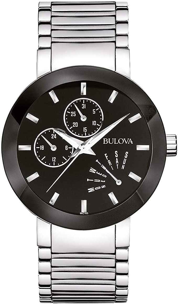 Bulova Men's 96C105 Black Dial Bracelet Watch