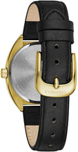 Load image into Gallery viewer, Caravelle Retro Quartz Ladies Watch, Stainless Steel with Black Leather Strap, Gold-Tone (Model: 44L249)

