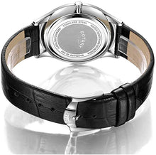 Load image into Gallery viewer, Rotary Mens Ultra Slim Black Leather Strap Steel Case GS08400/29