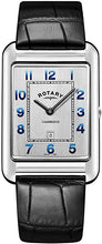 Load image into Gallery viewer, Rotary Men's Watch Cambridge Rectangle 42mm Silver Dial Black Leather Strap GS05280/70