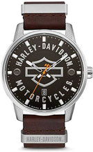 Load image into Gallery viewer, HARLEY-DAVIDSON Men's Alloy Steel Quartz Watch with Leather Strap, Brown, 11 (Model: 76B178)