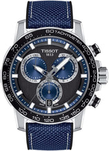 Load image into Gallery viewer, Tissot Mens Supersport Chrono 316L Stainless Steel case Swiss Quartz Watch, Blue, Black, Textile, 22 (T1256171705103)