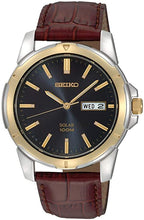 Load image into Gallery viewer, Seiko Men's SNE102 Stainless Steel Solar Watch with Brown Leather Strap, Multicolor dial