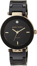 Load image into Gallery viewer, Anne Klein Women&#39;s AK/1018BKBK Black Ceramic Bracelet Watch with Diamond Accent
