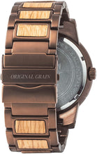Load image into Gallery viewer, Original Grain Whiskey Barrel Wood Watch - Barrel Collection Analog Wrist Watch - Japanese Quartz Movement - Wood and Stainless Steel - Water Resistant - American Oak Wood Watches for Men - 47MM