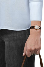 Load image into Gallery viewer, Tissot womens Bellissima 316L stainless steel case with rose gold PVD coating Dress Watch Brown T1260103601300