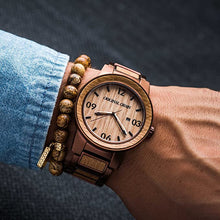 Load image into Gallery viewer, Original Grain Whiskey Barrel Wood Watch - Barrel Collection Analog Wrist Watch - Japanese Quartz Movement - Wood and Stainless Steel - Water Resistant - American Oak Wood Watches for Men - 42MM