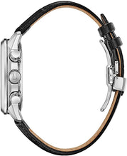 Load image into Gallery viewer, Bulova Classic Chronograph Mens Watch, Stainless Steel with Black Leather Strap, Silver-Tone (Model: 96B310)
