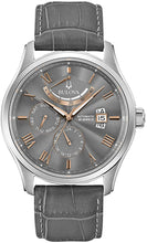 Load image into Gallery viewer, Bulova Classic 6 Hand, Power Reserve Mens Watch, Stainless Steel with Gray Leather Strap, Silver-Tone (Model: 96C143)