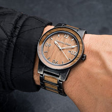 Load image into Gallery viewer, Original Grain Koa Stonewashed Wood Watch - Barrel Collection Analog Wrist Watch - Japanese Quartz Movement - Wood and Stainless Steel - Water Resistant - Hawaiian Koa Wood Watches for Men - 47MM