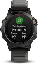 Load image into Gallery viewer, Garmin fēnix 5, Premium and Rugged Multisport GPS Smartwatch, Sapphire Glass, Slate Gray with Metal Band