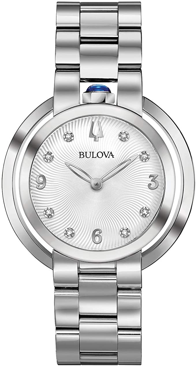 Bulova Rubaiyat Quartz Ladies Watch, Stainless Steel Diamond , Silver-Tone (Model: 96P184)
