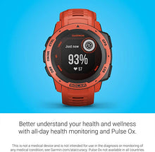 Load image into Gallery viewer, Garmin Instinct Solar, Solar-Powered Rugged Outdoor Smartwatch, Built-in Sports Apps and Health Monitoring, Flame Red