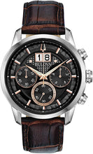 Load image into Gallery viewer, Bulova Classic Chronograph Mens Watch, Stainless Steel with Brown Leather Strap, Silver-Tone (Model: 96B311)
