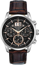 Load image into Gallery viewer, Bulova Classic Chronograph Mens Watch, Stainless Steel with Brown Leather Strap, Silver-Tone (Model: 96B311)